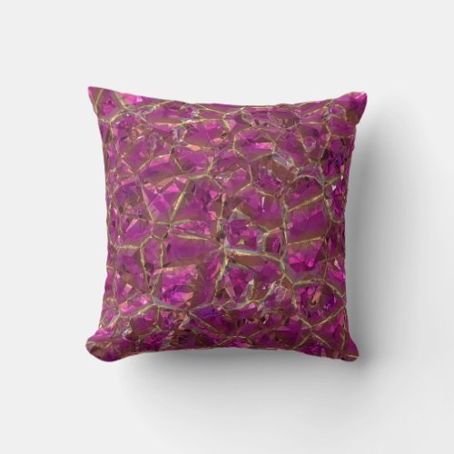 Crystal Pink and Gold Throw Pillow