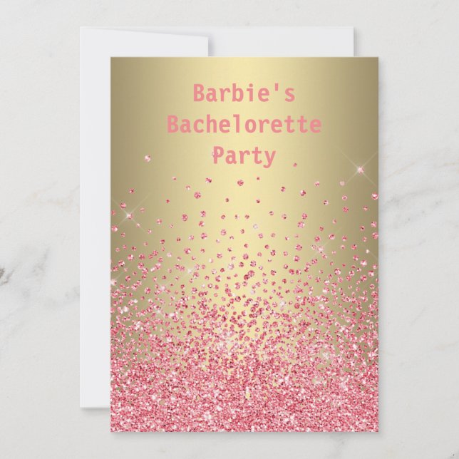 CRYSTAL PINK PEACH BACHELORETTE MODERN INVITATION (Front)