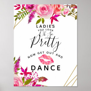 Crystal Pink Peach Ladies BATHROOM wedding sign