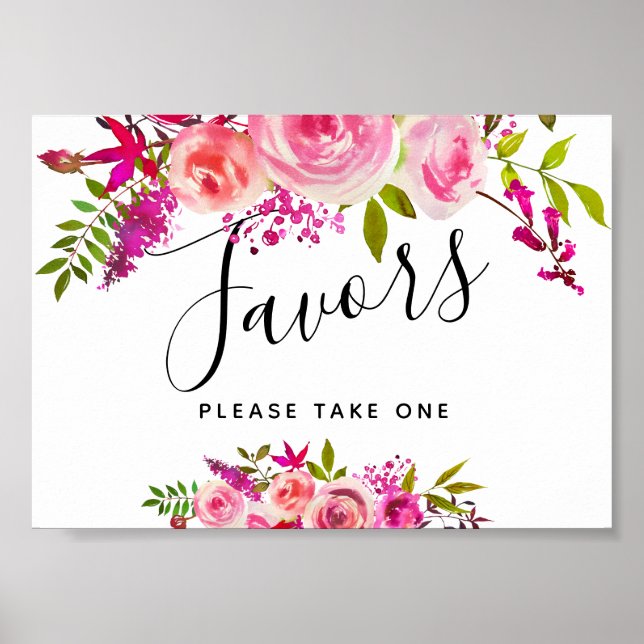 crystal Pink Peach Roses Favors party/wedding sign (Front)