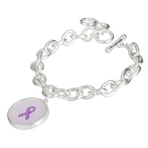 Crystal Pink Ribbon Awareness Knitting Bracelet