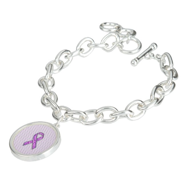 Crystal Pink Ribbon Awareness Knitting Bracelet (Side)