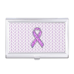 Crystal Pink Ribbon Awareness Knitting Business Card Case