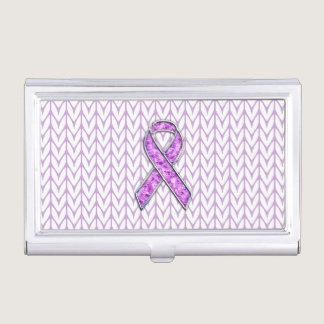 Crystal Pink Ribbon Awareness Knitting Business Card Case