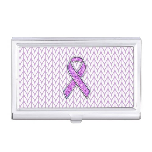 Crystal Pink Ribbon Awareness Knitting Business Card Case