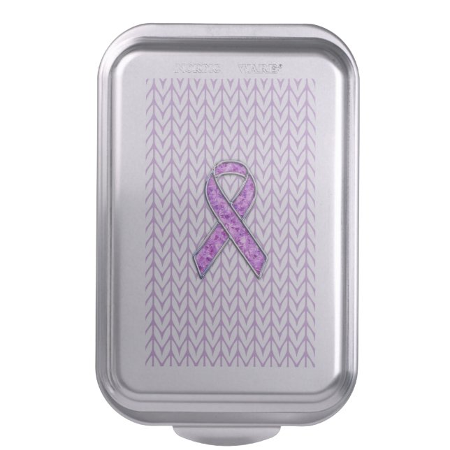 Crystal Pink Ribbon Awareness Knitting Cake Pan (Front Vertical)