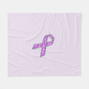Crystal Pink Ribbon Awareness Knitting Fleece Blanket
