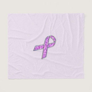Crystal Pink Ribbon Awareness Knitting Fleece Blanket
