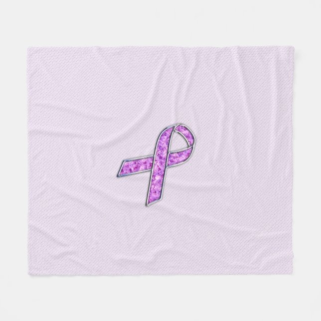 Crystal Pink Ribbon Awareness Knitting Fleece Blanket (Front (Horizontal))