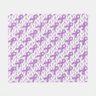 Crystal Pink Ribbon Awareness Knitting Fleece Blanket