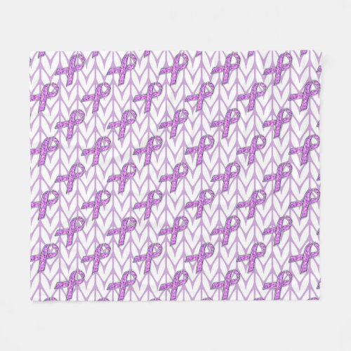 Crystal Pink Ribbon Awareness Knitting Fleece Blanket