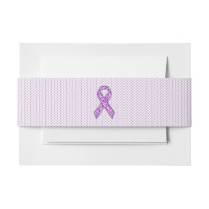 Crystal Pink Ribbon Awareness Knitting Invitation Belly Band