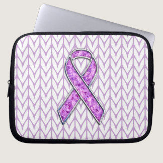 Crystal Pink Ribbon Awareness Knitting Laptop Sleeve