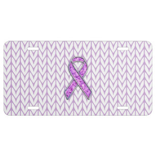 Crystal Pink Ribbon Awareness Knitting License Plate