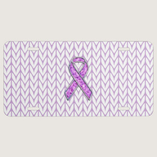 Crystal Pink Ribbon Awareness Knitting License Plate