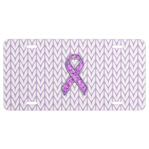 Crystal Pink Ribbon Awareness Knitting License Plate