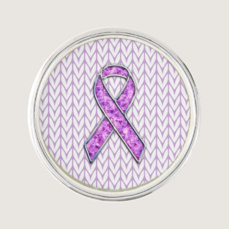 Crystal Pink Ribbon Awareness Knitting Pin