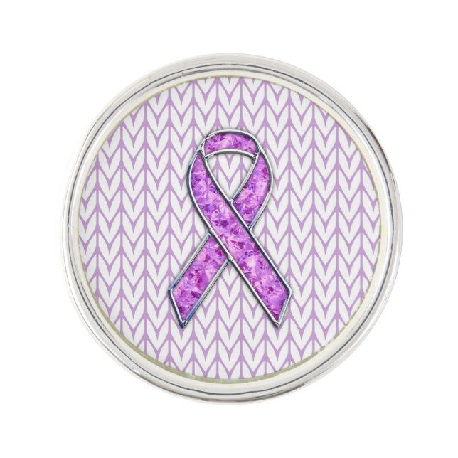 Crystal Pink Ribbon Awareness Knitting Pin (Front)