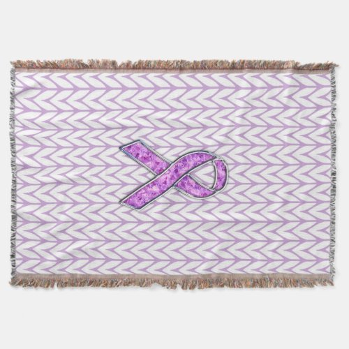 Crystal Pink Ribbon Awareness Knitting Throw Blanket