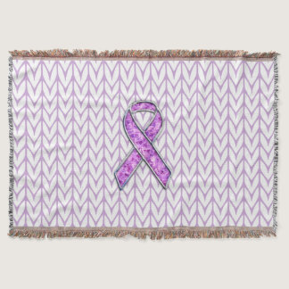 Crystal Pink Ribbon Awareness Knitting Throw Blanket