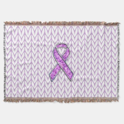 Crystal Pink Ribbon Awareness Knitting Throw Blanket