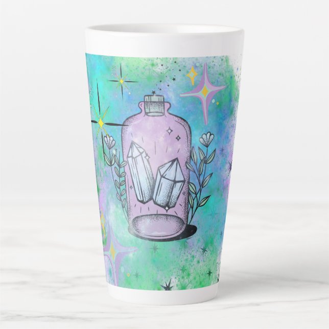 Crystal potion large latte mug, witch, magic, goth latte mug (Front)