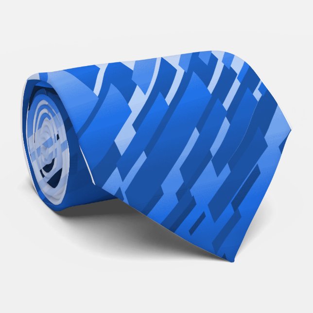 Crystal Prism Striped Blue Single-sided Neck Tie (Rolled)