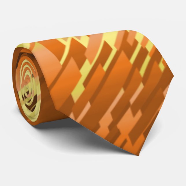 Crystal Prism Striped Spectrum Orange Two-Sided Tie (Rolled)