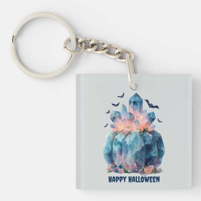 Crystal Pumpkin Halloween Keychain (Front)