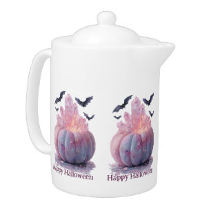 Crystal Pumpkin Happy Halloween Aesthetic Teapot