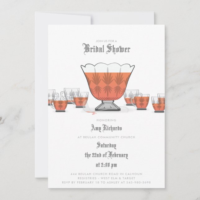 Crystal Punch Bowl Bridal Shower Invitation (Front)
