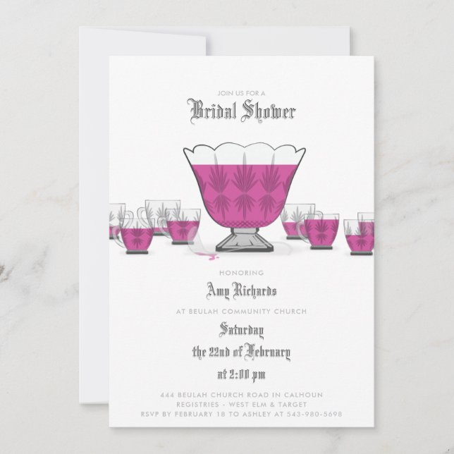 Crystal Punch Bowl Bridal Shower Invitation (Front)