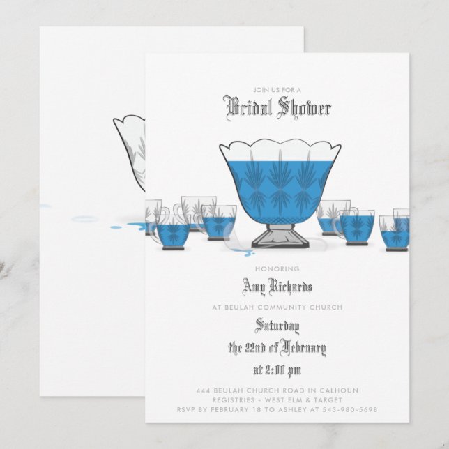 Crystal Punch Bowl Bridal Shower Invitation (Front/Back)