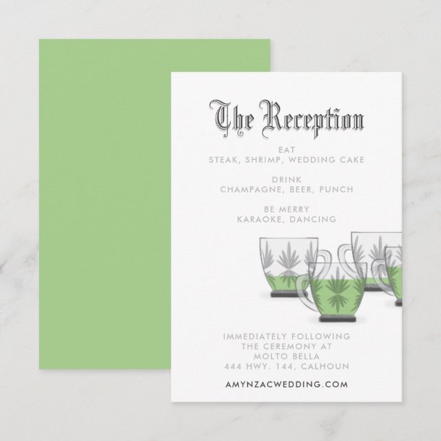 Crystal Punch Bowl Reception Enclosure Card (Front/Back)