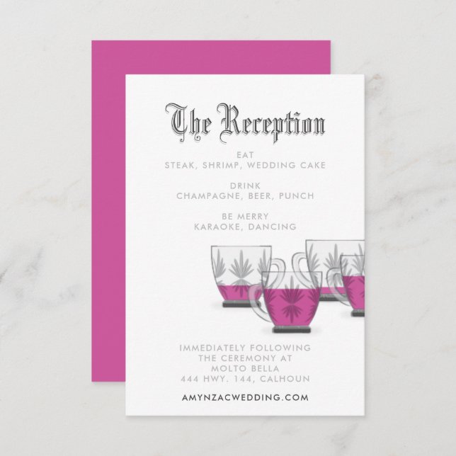 Crystal Punch Bowl Reception Enclosure Card (Front/Back)