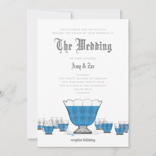 Crystal Punch Bowl Wedding Invitation (Front)