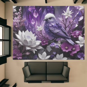 Crystal Purple Amethyst Garden Birds Rug