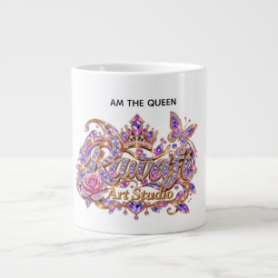 Crystal Queen Pink Floral Elegance Giant Coffee Mug