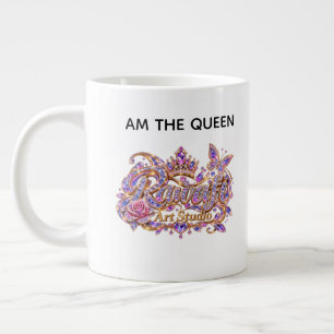 Crystal Queen Pink Floral Elegance Giant Coffee Mug