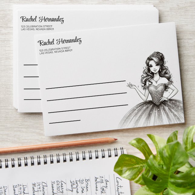 Crystal Quinceañera Girl Envelope (Stacked)