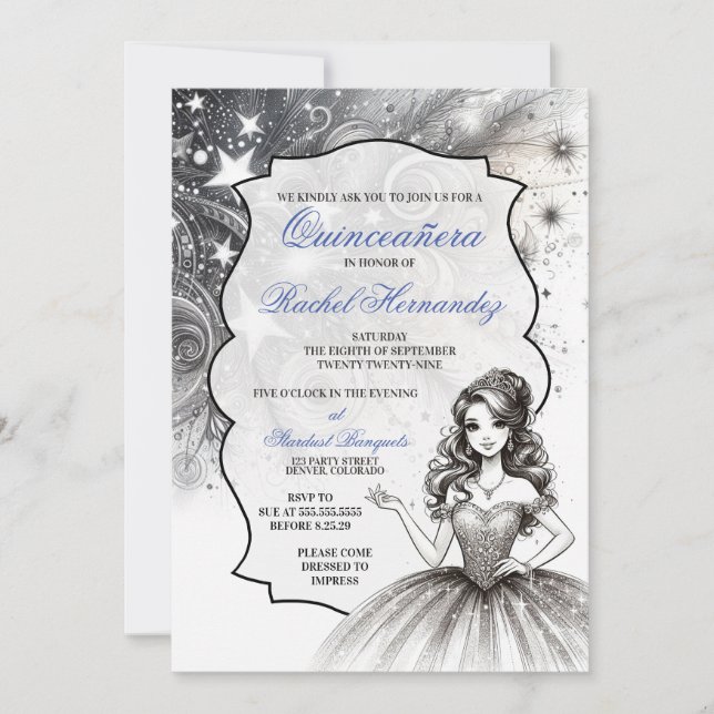 Crystal Quinceañera Girl Invitation (Front)