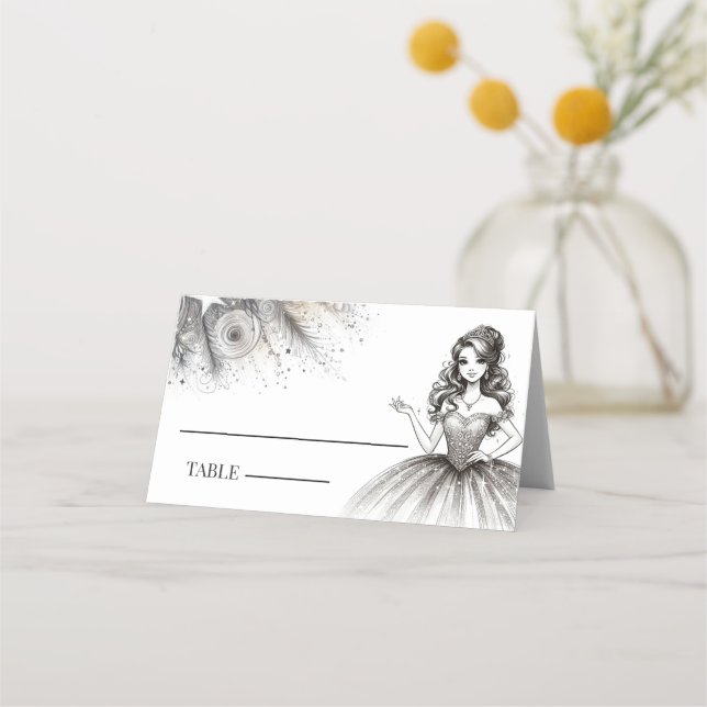 Crystal Quinceañera Girl Place Card (Front)