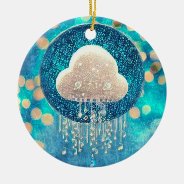 Crystal Rain Cloud Ceramic Ornament (Front)