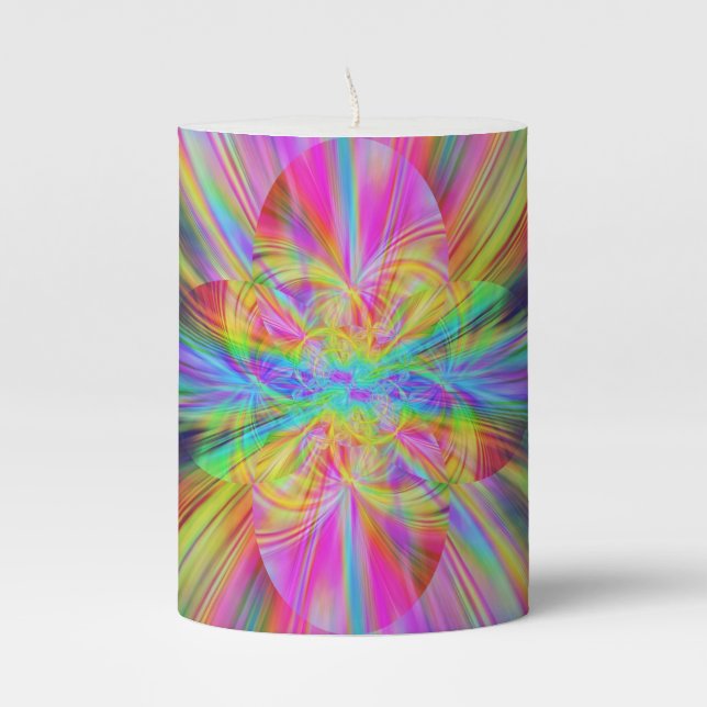 Crystal Rainbow Beams Pillar Candle (Front)