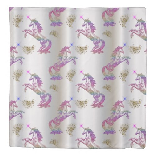 Crystal Rainbow Unicorns Duvet Cover