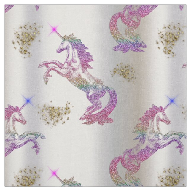 Crystal Rainbow Unicorns Fabric (Swatch)