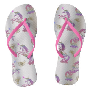 Crystal Rainbow Unicorns Flip Flops