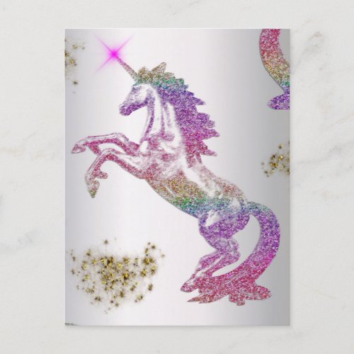 Crystal Rainbow Unicorns Holiday Postcard