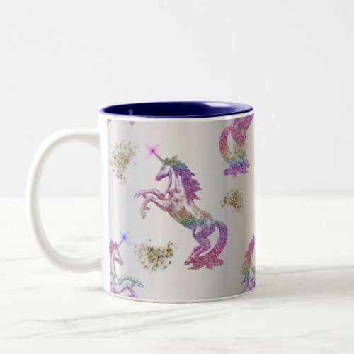 Crystal Rainbow Unicorns Two_Tone Coffee Mug