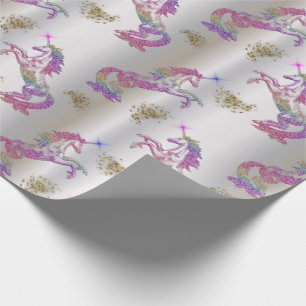 Crystal Rainbow Unicorns Wrapping Paper